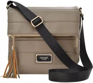 Torebki damskie - Monnari Pikowana Torebka Z Klapą Listonoszka Miejska Torba Brelok Beżowa - miniaturka - grafika 1