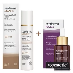 Sesderma Azelac RU Luminous Fluid Cream + Ferulac Liposomal Serum ZESTAW Emulsja rozświetlająca SPF 50 50 ml + Serum liposomowe 30 ml - Zestawy kosmetyków damskich - miniaturka - grafika 1