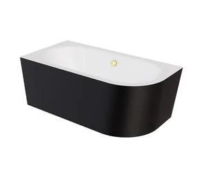 Wanna narożna lewa Besco Avita A-line 170x75 cm czarny mat syfon złoty z napełnieniem przez przelew WAA-17AMLZN - Wanny - miniaturka - grafika 1