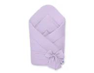 Rożki i beciki - Dwustronny rożek dla niemowląt miękki bawełniany z wiązaniem - fioletowy - miniaturka - grafika 1