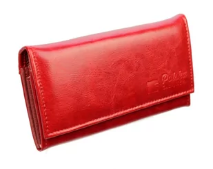 PolskaGalanteria.pl Portfel Damski PolskaGalanteria Długi Ze Złotą Klamrą Skóra Naturalna Czerwony KP D1602 - Portfele - miniaturka - grafika 1