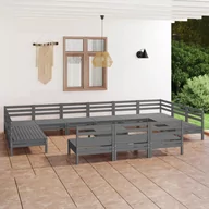 Meble ogrodowe - vidaXL Lumarko 14-cz. zestaw wypoczynkowy do ogrodu, szary, drewno sosnowe 3083471 - miniaturka - grafika 1