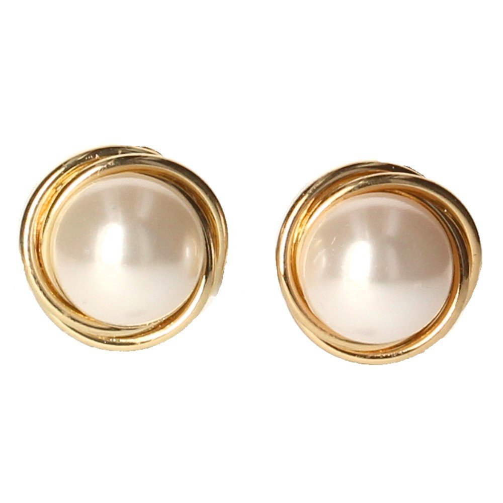 Klipsy do uszu złote eleganckie z dużą perłą – styl klasyczny glamour
