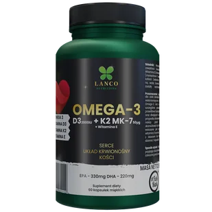 Lanco Nutritions Omega-3 + D3 + K2 MK-7, 60 kapsułek - Serce i układ krążenia - miniaturka - grafika 1
