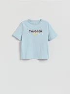 Koszulki i topy damskie - Reserved - T-shirt z nadrukiem - jasnoturkusowy - miniaturka - grafika 1