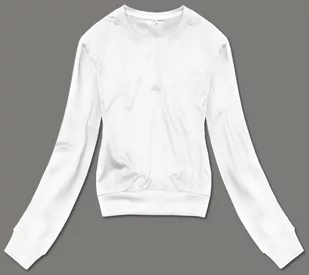 CIENKA KRÓTKA BLUZA DRESOWA DAMSKA BIAŁA (8B938-1) - J.STYLE - Bluzy damskie - miniaturka - grafika 1