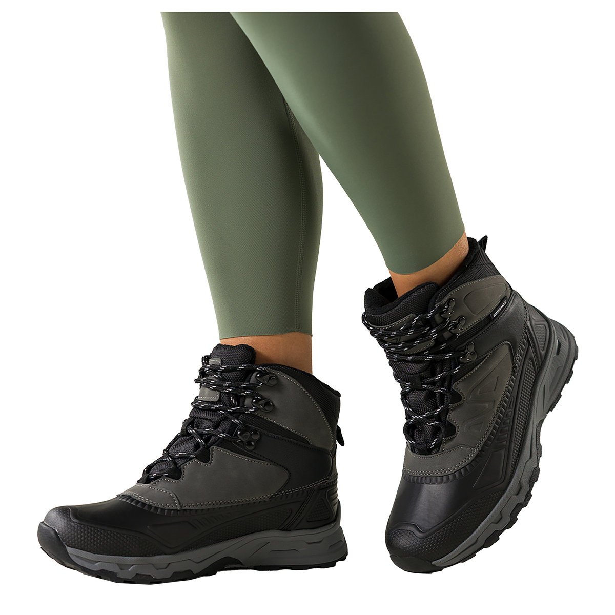 Czarne buty sportowe trekkingowe damskie wodoodporne na bieżnikowanej podeszwie sznurowane szare wstawki Casu 7688-3D-40