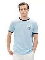 Koszulki męskie - Koton Lizzard Embroidered Crew Neck Short Sleeve Slim Fit T-Shirt męski, Niebieski (624), XXL - miniaturka - grafika 1