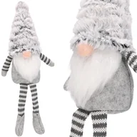 Ozdoby bożonarodzeniowe - Skrzat Świąteczny Krasnal Mikołaj Na Prezent Szary - miniaturka - grafika 1