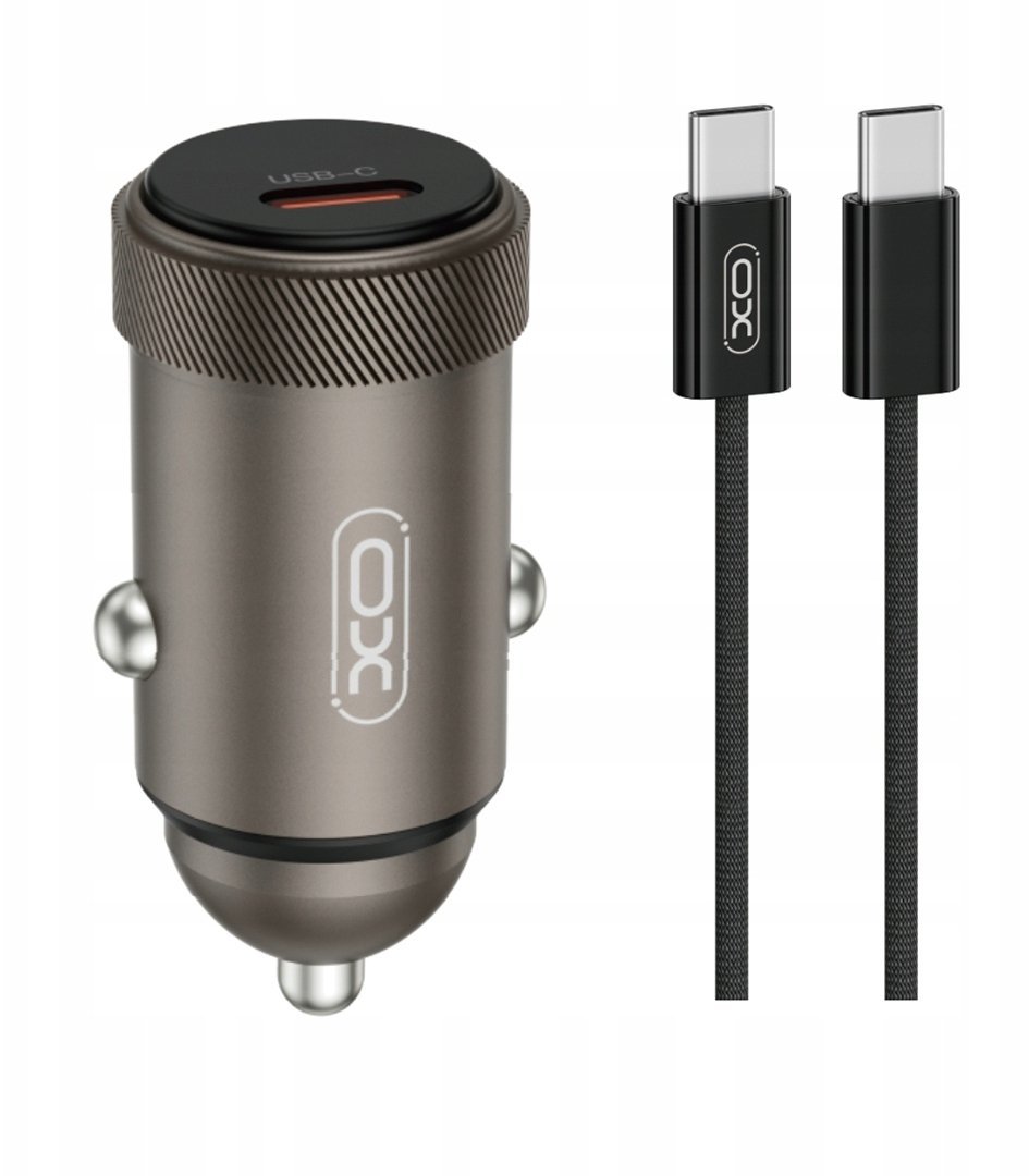XO ładowarka samochodowa CC70 PD 30W 1x USB-C czarna + kabel USB-C - USB-C