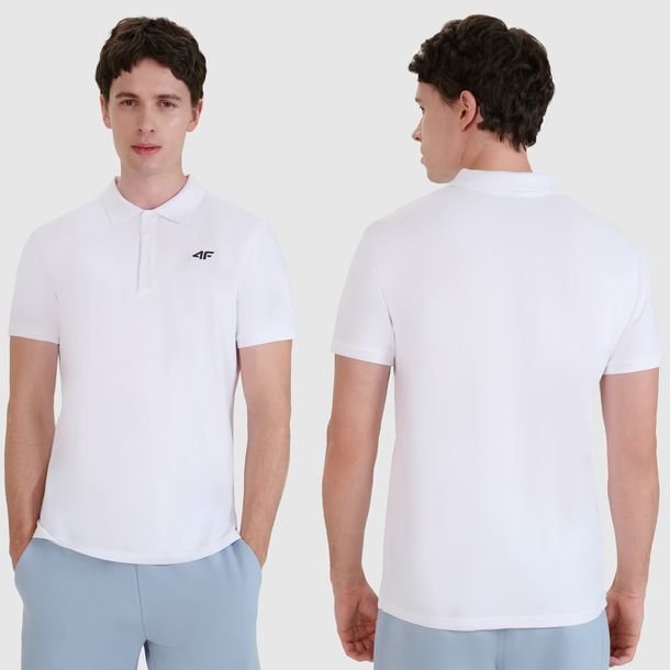 Koszulka Męska 4F Polo Z Kołnierzykiem Regular Biała 4FWMM00TPTSM366 XL