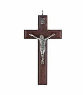 Biżuteria religijna - Krzyżyk na rzemyk do pasa, na szyję lub na ścianę 9 cm w kolorze ciemnym - miniaturka - grafika 1