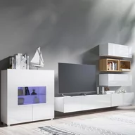 Inne meble do salonu - Meblościanka 28 Calabrini Calabrini GIB Meble Biały Mat / Biały Połysk / Dąb Złoty - miniaturka - grafika 1