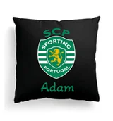 Poduszki dekoracyjne - Foto Poduszka Czarna Sporting Lizbona CP + IMIĘ - miniaturka - grafika 1