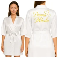 Komplety bielizny - Szlafrok damski satynowy z napisem Panna Młoda - XXL - miniaturka - grafika 1