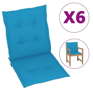 vidaXL Poduszki na krzesła ogrodowe, 6 szt., niebieskie, 100x50x4 cm - Poduszki ogrodowe - miniaturka - grafika 1