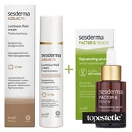 Sesderma Azelac RU Luminous Fluid Cream + Factor G Rejuvenating Serum ZESTAW Emulsja rozświetlająca SPF 50 50 ml + Serum z pęcherzykami lipidowymi 30 ml