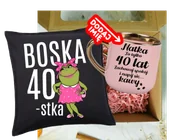 Gadżety dla niej i dla niego - Zestaw prezentowy na 40 urodziny - kubek na 40 z imieniem oraz poduszka - miniaturka - grafika 1