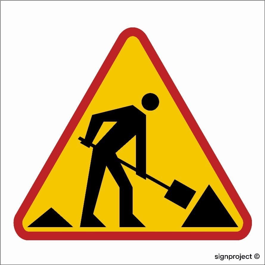 Libres Polska Znak Drogowy Budowlany - Roboty Na Drodze 30X30Cm Płyta Pcv Wodoodporna Sp Sa014_300X300_Pn 5904937492486