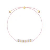 Bransoletki - Bransoletka sznurkowa z kwarcem różowym i złotymi akcentami subtelna biżuteria damska - Manoki - miniaturka - grafika 1