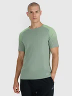 Koszulki sportowe męskie - 4F Koszulka do biegania w terenie szybkoschnąca męska - oliwkowa L - miniaturka - grafika 1