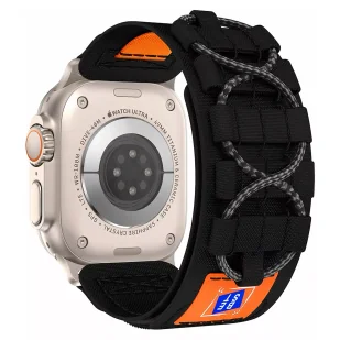 Pasek nylonowy Alogy Nylon Strap band na rzep do Apple Watch 42/44/45/49mm Czarny - Akcesoria do smartwatchy - miniaturka - grafika 1