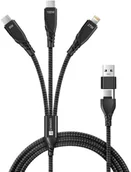 Kable USB - CONNECT IT Nabíjecí kabel Wirez 6v1, USB-C/USB, Lightning + 2x USB-C, 1.25m, černá - miniaturka - grafika 1