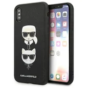 Etui i futerały do telefonów - Etui Karl Lagerfeld do iPhone X/XS czarny/black hardcase Saffiano Ikonik Karl&Choupette Head - miniaturka - grafika 1