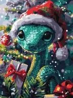 Malowanie po numerach - Malowanie po numerach - Zielony wąż 30x40cm - miniaturka - grafika 1