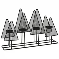 Świeczniki - świecznik na 4 świeczki tealight metalowy czarny choinki 38x9x25 cm kod: O-569481 - miniaturka - grafika 1