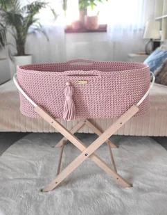 Kosz Mojżesza Boho Handmade Ze Stojakiem - Pastel Pink - Łóżeczka i kojce - miniaturka - grafika 1