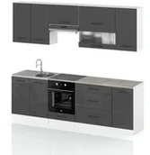 Meble kuchenne - Meble Kuchenne Szare Nowoczesne Kuchnia Modułowa Marocco 2.6m Szary Połysk - miniaturka - grafika 1