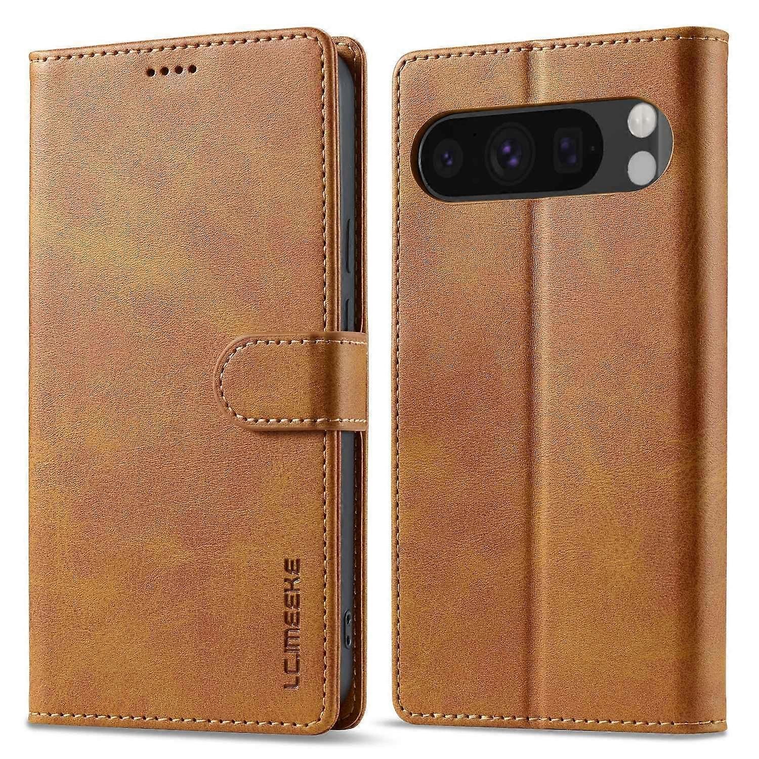 LC.IMEEKE dla Google Pixel 10 Pro Pixel 10 Case Tekstura cielęca Stojak ze skóry PU Portfel Pokrowiec na telefon Żółty Yellow