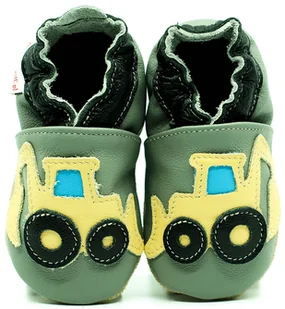 Koparka na szarym ekoTuptusie kapcie dziecięce FASTER - Buty dla dziewczynek - miniaturka - grafika 1