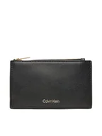 Portfele - Calvin Klein Duży Portfel Damski Foil Logo Top Zip Cardcase LV04F1090G Czarny - miniaturka - grafika 1