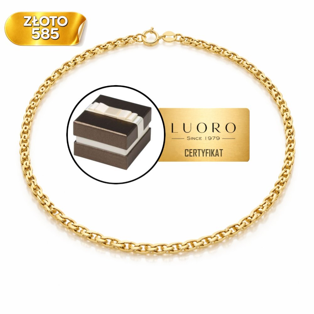 BRANSOLETKA ZŁOTA 585 14K SPLOT GUCCI PŁASKI ŻÓŁTA 18 CM ELEGANCKA