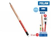 Przybory szkolne - MILAN Ołówek trójkątny Maxi HB z gumką 12 sztuk - miniaturka - grafika 1