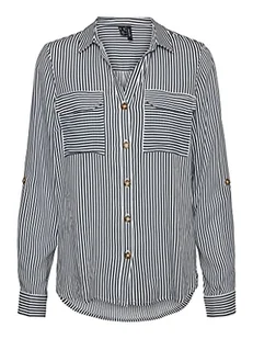 VERO MODA Damska koszulka Vmbumpy L/S New Noos bluzka, Snow White/Stripes:India Ink, XL - Bluzki damskie - miniaturka - grafika 1