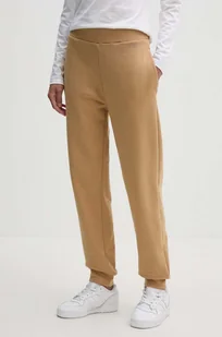 Calvin Klein spodnie dresowe kolor beżowy gładkie K20K207214 - Spodnie damskie - miniaturka - grafika 1