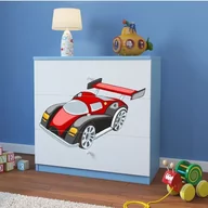 Komody dla dzieci - KocotKids Komoda do pokoju dziecięcego, babydreams, auto wyścigowe, 81 cm, niebieska - miniaturka - grafika 1