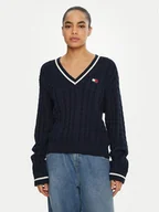 Swetry damskie - Tommy Jeans Sweter DW0DW19885 Granatowy Regular Fit - miniaturka - grafika 1