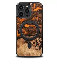 Etui i futerały do telefonów - etui z drewna i żywicy na iPhone 15 Pro Max MagSafe Bewood Unique Orange - pomarańczowo-czarne - miniaturka - grafika 1