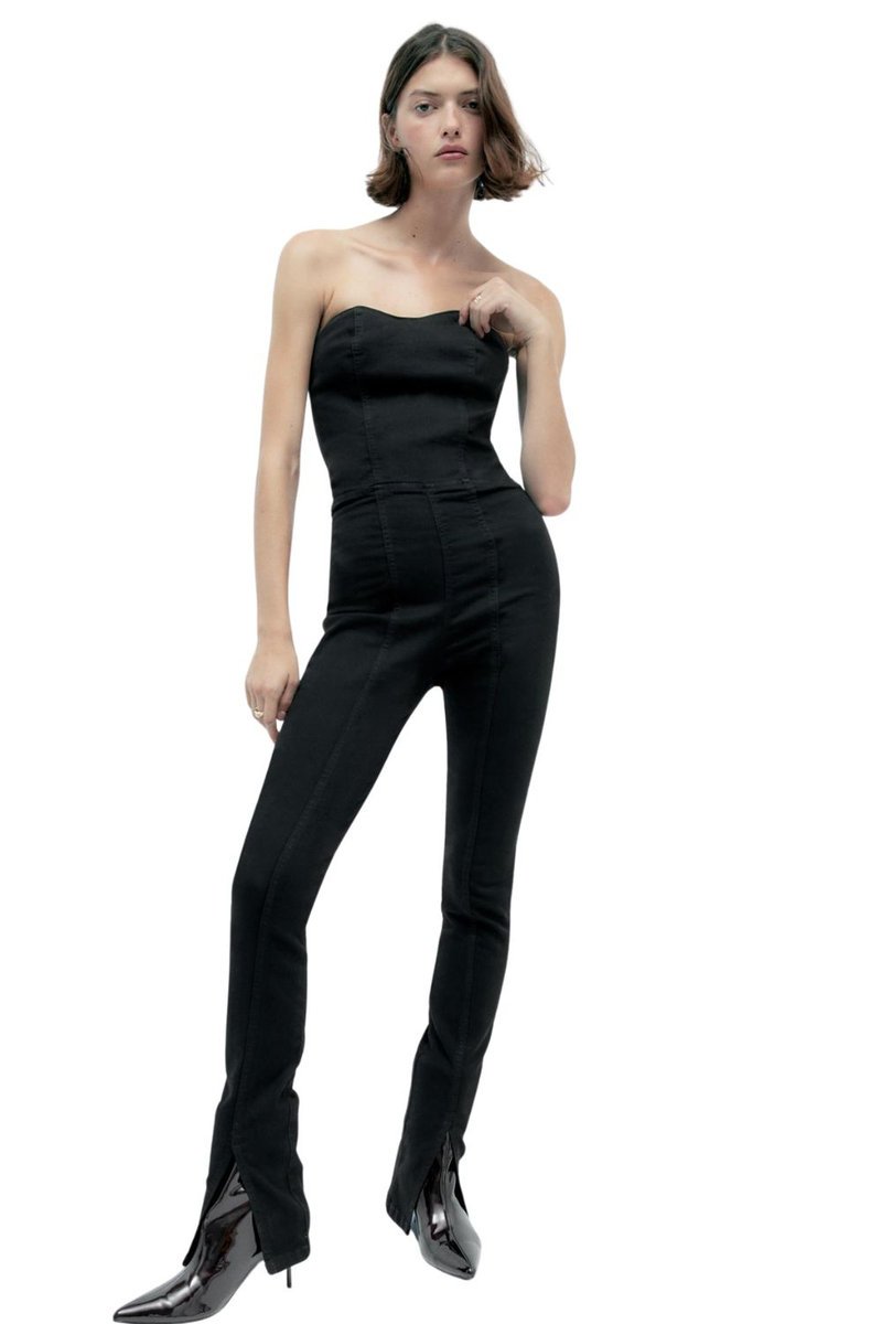 Kombinezon damski Zara jeansowy czarny -XS