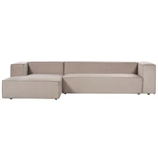 BELIANI Narożnik prawostronny 3-osobowy beżowoszary welurowy sofa narożna minimalistyczny styl - Narożniki - miniaturka - grafika 1