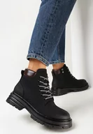 Botki damskie - Czarne Traperki z Lekkim Ociepleniem Malak - miniaturka - grafika 1