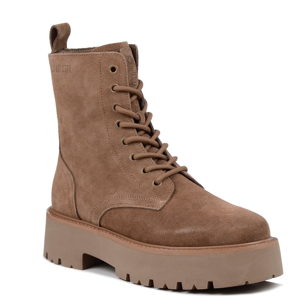 Botki damskie ocieplane zamszowe brązowe Big Star OO274A188 skórzane-38