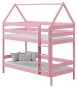 Łóżka dla dzieci i młodzieży - Różowe piętrowe drewniane łóżko dziecięce domek - Zuzu 3X 190x90 cm - miniaturka - grafika 1