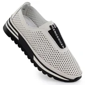 Półbuty damskie - Skórzane półbuty damskie wsuwane ażurowe beż S.Barski LR51-672 beżowy - miniaturka - grafika 1