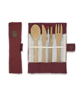 Zestawy sztućców - Zestaw sztućców z organicznego bambusa w bawełnianej pochewce, Berry, ZERO WASTE, Bambaw - miniaturka - grafika 1