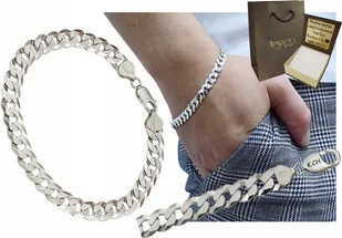 Bransoletka Srebrna Pancerka 925 Pełna Diamentowana 7,50 mm Grawer - Bransolety męskie - miniaturka - grafika 1